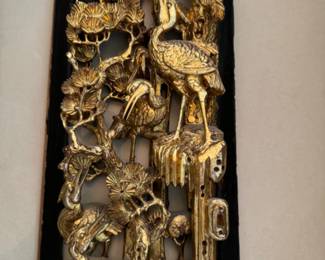  Chinese carved giltwood panels  30"h x 8" w
