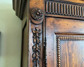 Was $1200 - Now $720  Anglo-Indian style carved statement cabinet  - with interior shelves                     81.5"h 44.5"w x 20.5"d