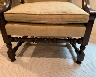 Was $650 - Now $390  Minton-Spidell carved wood framed armchair   39"h x 27"h x 35"d