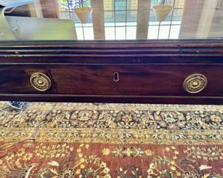 Was $2500 - Now $1500  Antique English leather top partner's desk   32"h x 77.5" w x 48"d