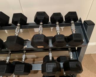 Rubber hex dumbbell  set and stand FREE with purchase of Vectra home gym