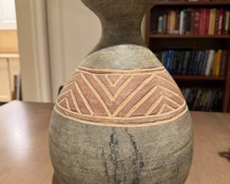 Was $75 - Now $45  Pottery vase with incised band     14" h