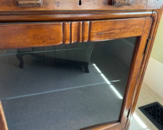 Was $500 - Now $300  Antique Deco  glass door cabinet                              53"h x 48"w x 17"d 