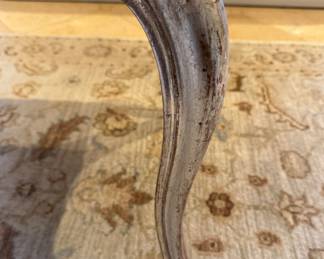  French carved stool with silver finish