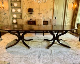 Dessin Fournir double pedestal dining table                   29"h x 114" long x 48"w - one 24" leaf