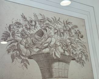 Four floral prints  frame size   22.5"h x 28.5"w