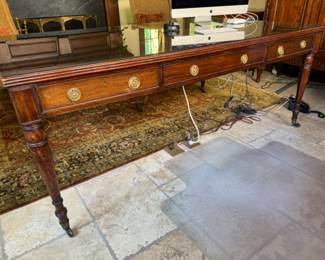 Was $2500 - Now $1500  Antique English leather top partner's desk   32"h x 77.5" w x 48"d