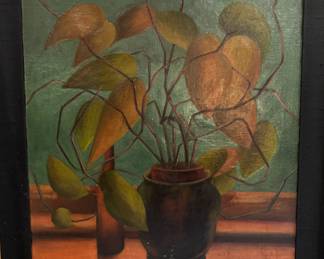   Floral still life          38"h x 33.5"w framed 