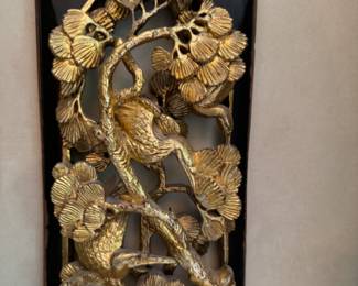 Chinese carved giltwood panels  30"h x 8" w
