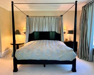  King canopy bed  - ebony finish  92"h x 86"w x 88" long