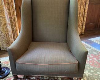 Was $2000 - Now $1200  Pr. Dennis & Leen Louis XIII fireside wing chairs +  ottoman 45"h x 30"w x 36"d