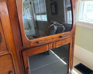 Was $500 - Now $300  Antique Deco  glass door cabinet                              53"h x 48"w x 17"d  
