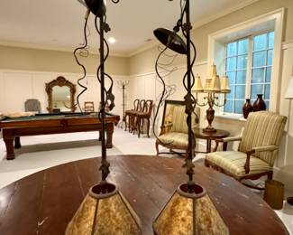 Was $150 - Now $90   Pr. pendent lights                              38" h x 12" diameter 