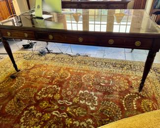 Was $2500 - Now $1500  Antique English leather top partner's desk   32"h x 77.5" w x 48"d