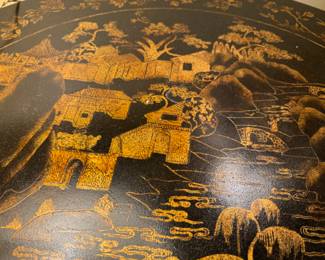 Was $950 - Now $760  Chinoiserie decorated pedestal                                               27"h x 31.5" diameter