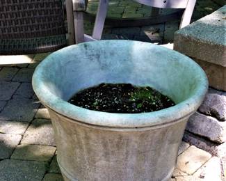 One of Two Cement Quaker Town Planters