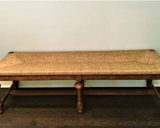 Pottery Barn Wood Caned Bench    64"W/20"D/18.5H