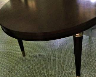 Mahogany Dining Table with with Scalloped Legs and Brass Detail and Two Leaves