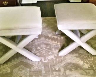  Matching Pair of Serena &  Lily Velvet Custom Ottomans 