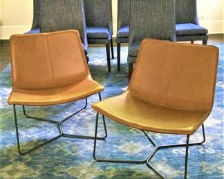 Pair of West Elm Gage Faux Leather Chair ...Color Tanner 