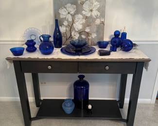 GORGEOUS Blue Glass and Canadel Console from Toms Price