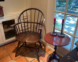 Vintage Windsor chair and Queen Anne side table