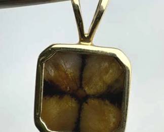 14K Yellow Gold w/ Chiastolite Crystal Pendant