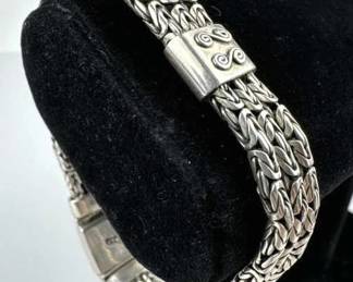 925 Silver Triple Strand Byzantine Bracelet