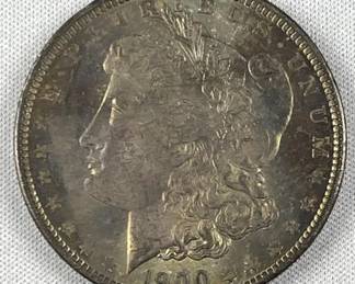 1900 UNC Morgan Silver Dollar w/ Toned Obv.