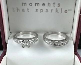 Platinum & Diamond 1ctw Princess Cut Bridal Set