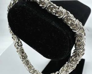Sterling Silver Byzantine 7.5mm Wide 8" Bracelet