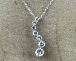 10K White Gold & White Sapphire Pendant Necklace