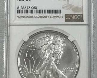 2001 American Silver Eagle 1oz, MS69 NGC