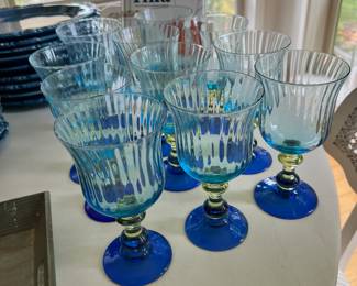 Set of 11 Anthropologie Glass "GALLERIA" Wine Goblets