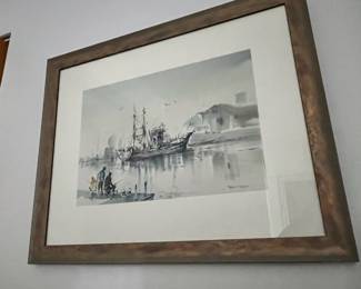 Framed & Matted Print "Fishing Boat" by Paul Kuo