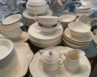 Wedgwood Patrician Ivory Cream Embossed Dinnerware Set