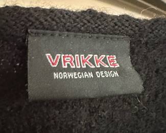 Vrikke Black Wool Embroidered Norwegian Cardigan Sweater
