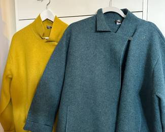 Eileen Fisher Women's Teal & Yellow 100% Wool Swing Jackets