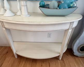 Ethan Allen White French Country Half Moon Sofa Table 