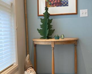 Light Pine Half Moon Side Table