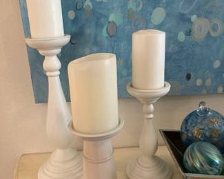 White French Country Candle Holders