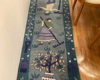 100% Wool Pile "New Garden Runner" - 26" x 8' Made in India