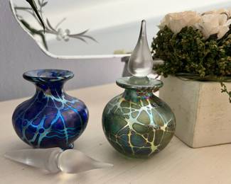 Two Iridescent Perfume Bottles