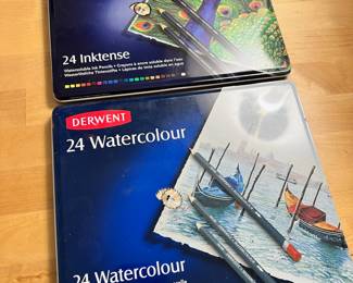 Derwent 24 Watercolor Pencils, Derwent 24 Ink Pencils, 