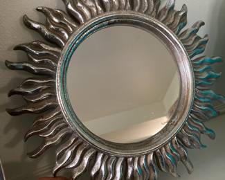 Silver Tone Sunburst Wall Mirror