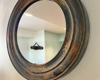 Rustic Brown Round Wall Mirror