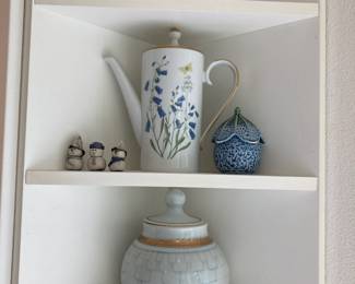 Hackefors Swedish Porcelain Coffe Pot with Floral Design, Handmade Swedish Elf Decor