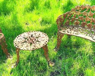 Cast Iron Grape Vine Patio Garden Bench Set