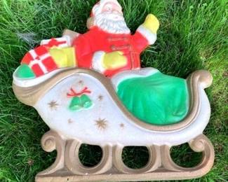 Vintage Poloron Vacucel Styrofoam Christmas Plaque Santa Sleigh Sled 