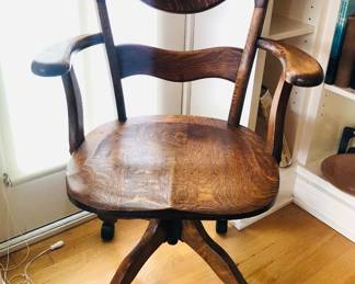 Antique tiger oak office chair (casters/wheels replaced) 